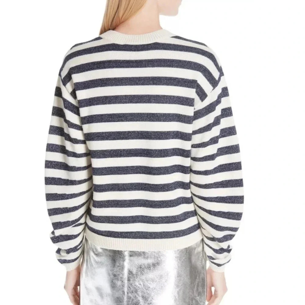 NWOT BA&SH Sunday Striped Wool Jumper Pullover Sweater Ecume Casual Women’s 8 - Picture 2 of 13